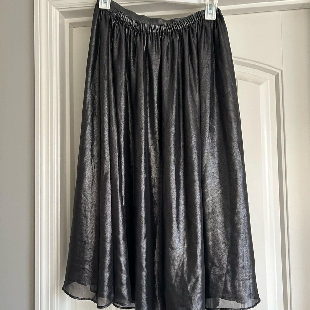 Zara Metallic Pewter Shimmer Midi Skirt - Picture 7 of 7
